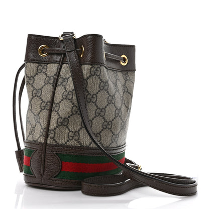 Gucci GG Supreme Monogram Web Mini Ophidia Bucket Bag Brown 3 of 9