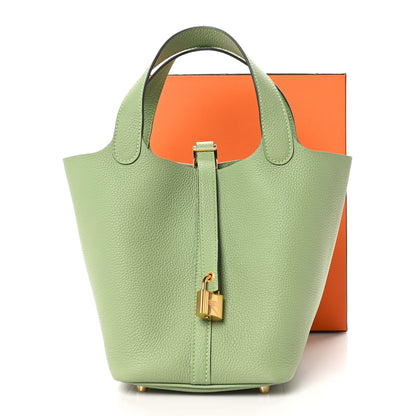 Hermes Taurillon Clemence Picotin Lock 18 PM Vert Criquet 13 of 13