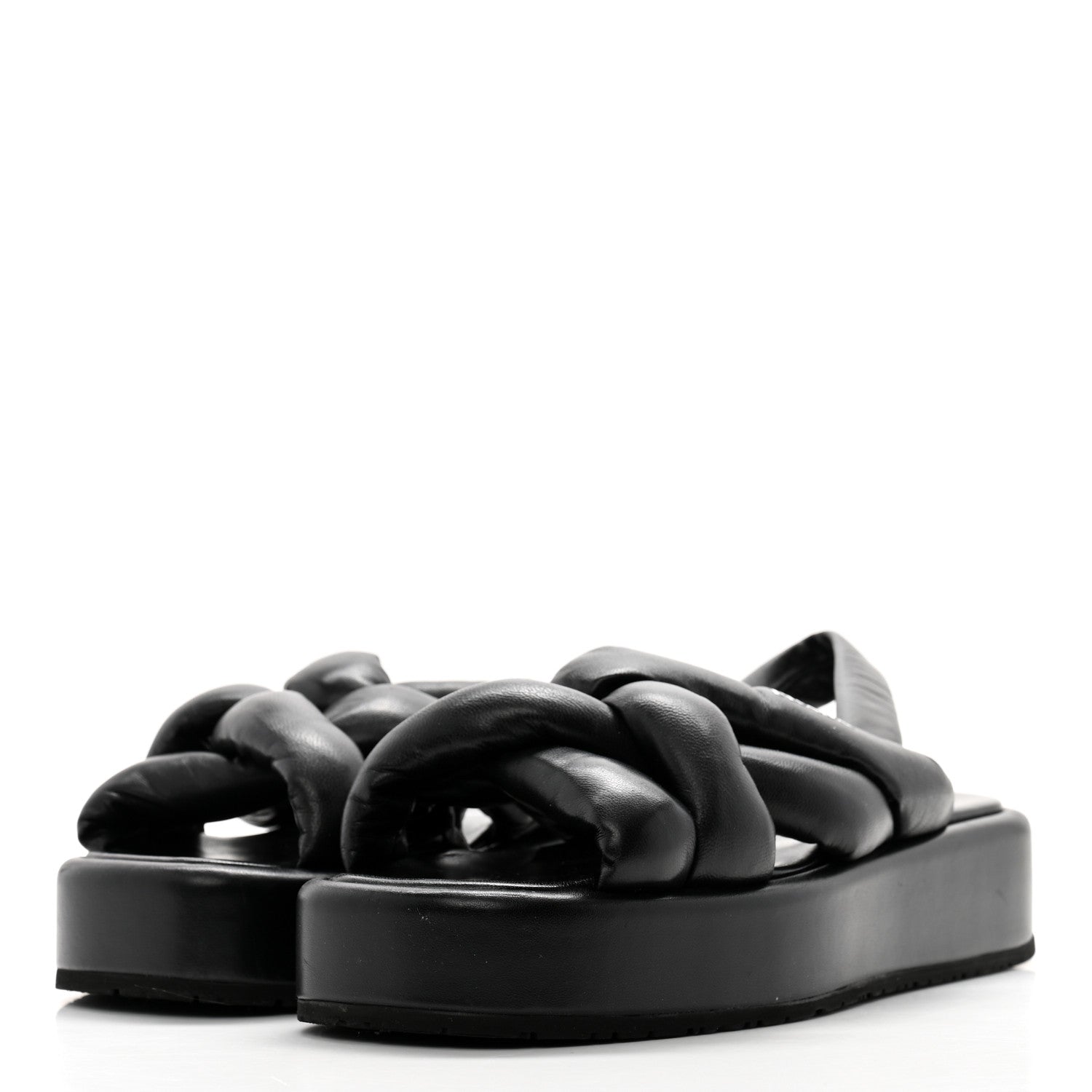 Prada Nappa Padded Blow 20mm Slingback Sandals 38 Black 3 of 10