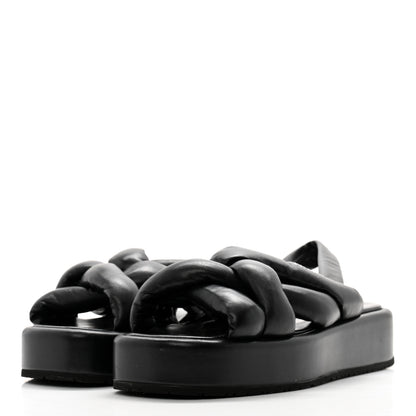 Prada Nappa Padded Blow 20mm Slingback Sandals 38 Black 3 of 10