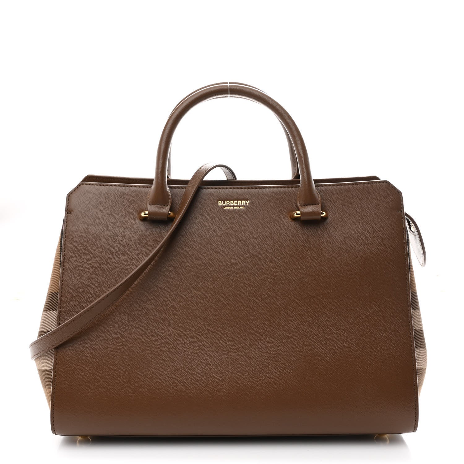 Burberry Calfskin Mega Check Small Banwell Tote Brown 1 of 9
