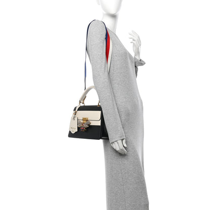 Gucci Calfskin Sylvie Web Small Queen Margaret Top Handle Bag Black White 2 of 10