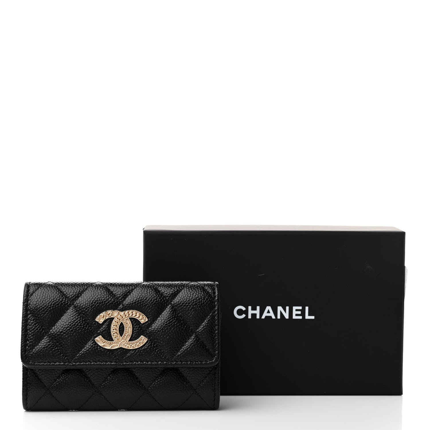 Chanel Caviar Quilted Chain CC Flap Card Holder Black 9 of 9