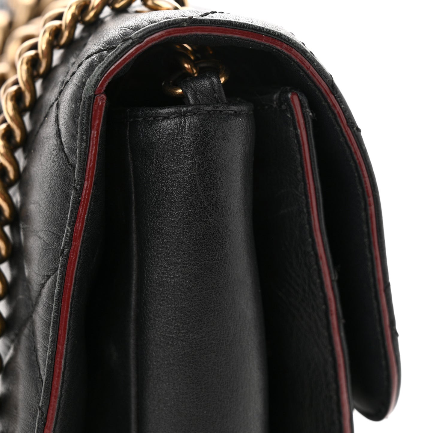 Calfskin Quilted Large Perfect Edge Flap Black