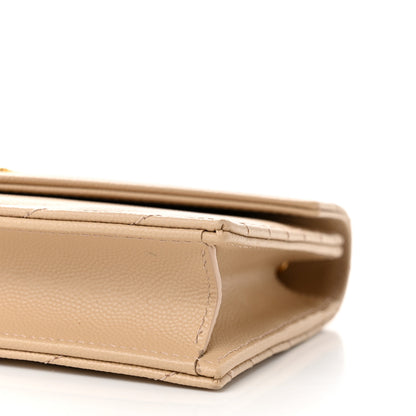 Saint Laurent Grain De Poudre Matelasse Chevron Monogram Envelope Chain Wallet Nude Powder 10 of 11