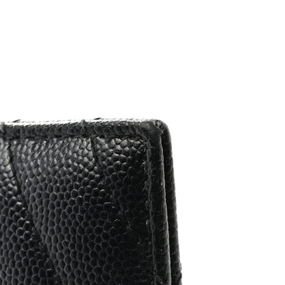 Saint Laurent Grain De Poudre Matelasse Chevron Monochrome Monogram Credit Card Case Black 12 of 12