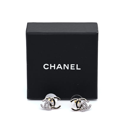 Chanel Crystal Double CC Earrings Gold Silver 6 of 6