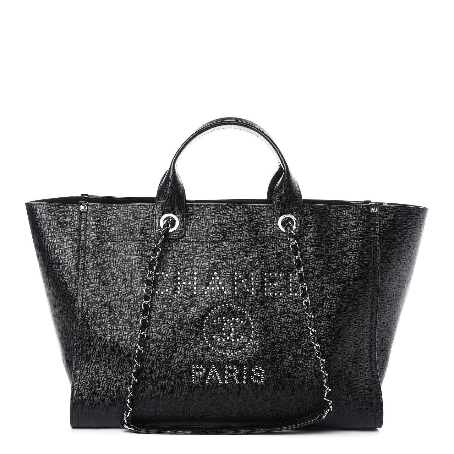 Caviar Large Studded Deauville Tote Black