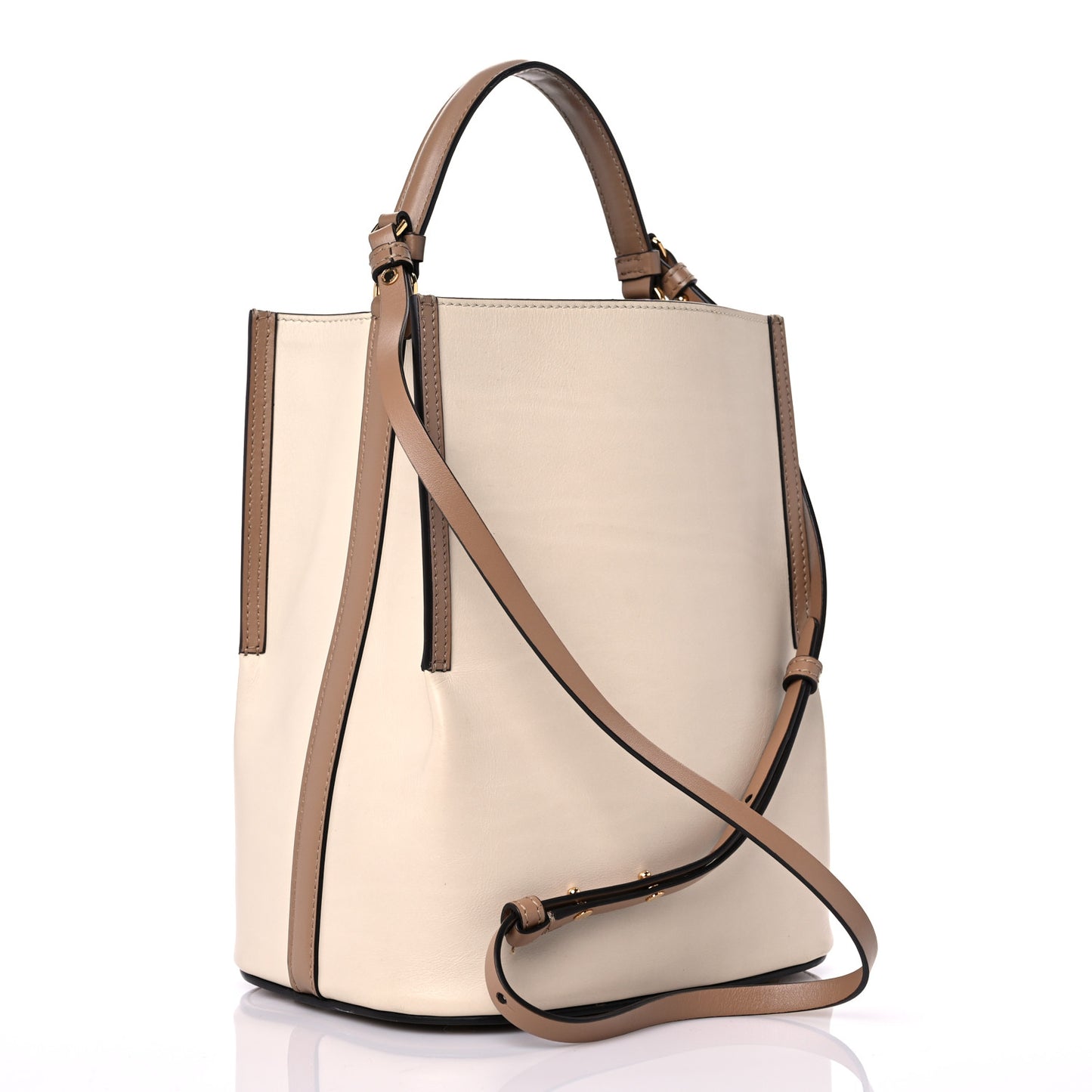 Calfskin Small Peggy Bucket Bag Cream