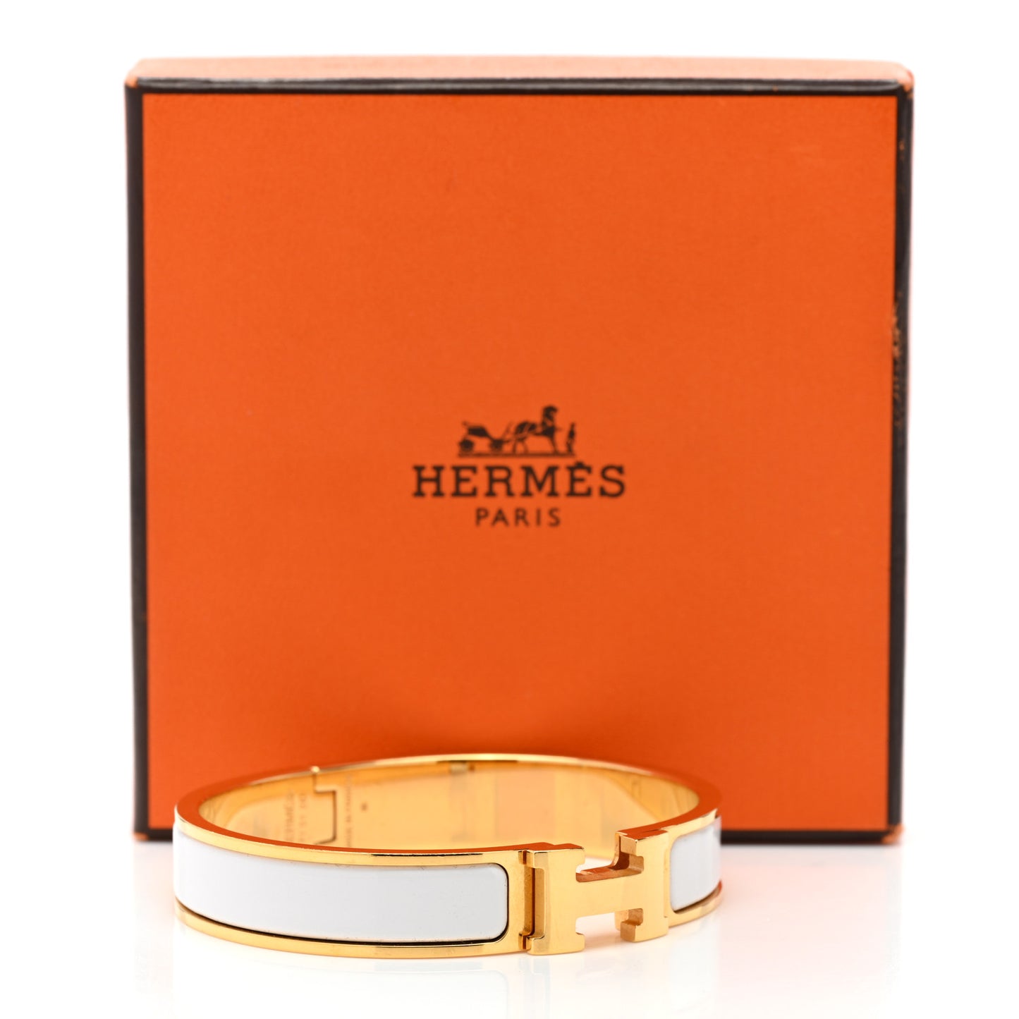 Enamel Narrow Clic Clac H Bracelet PM White
