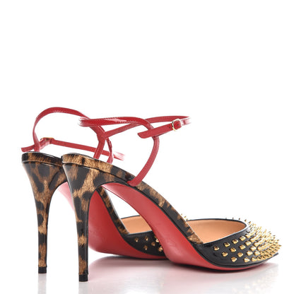 Christian Louboutin Patent Leopard Printed Baila Spike 100 Pumps 40 Black 4 of 10