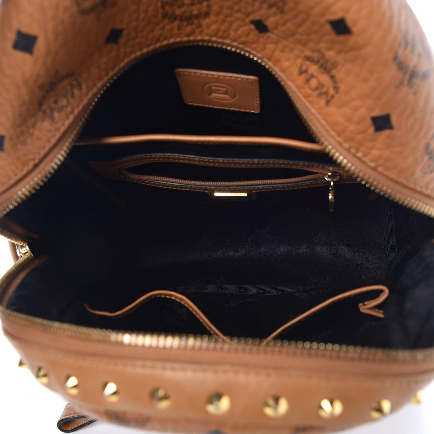 Visetos Studded Small Stark M Logo Collection Backpack Cognac