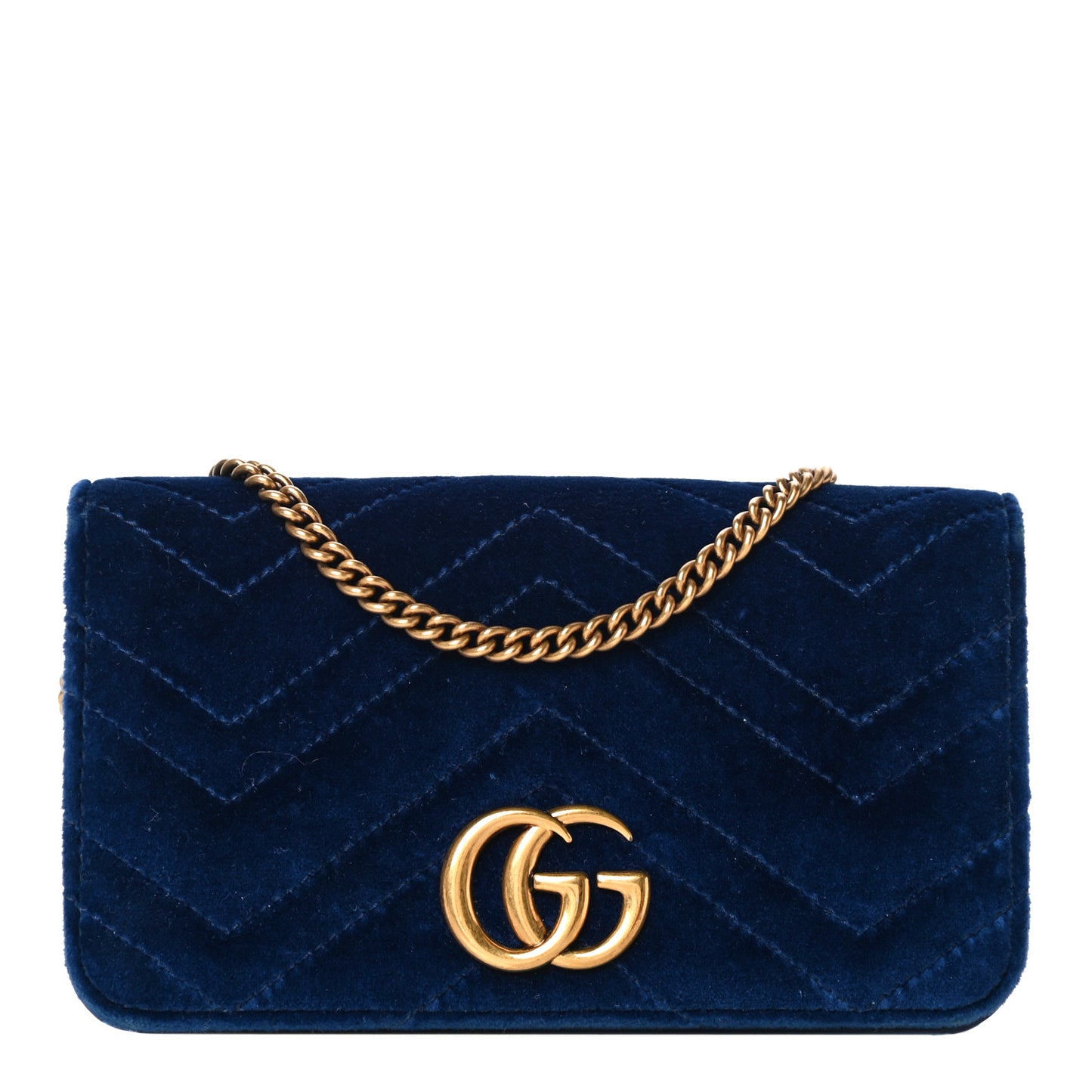 Velvet Matelasse GG Marmont Mini Bag Cobalt Blue