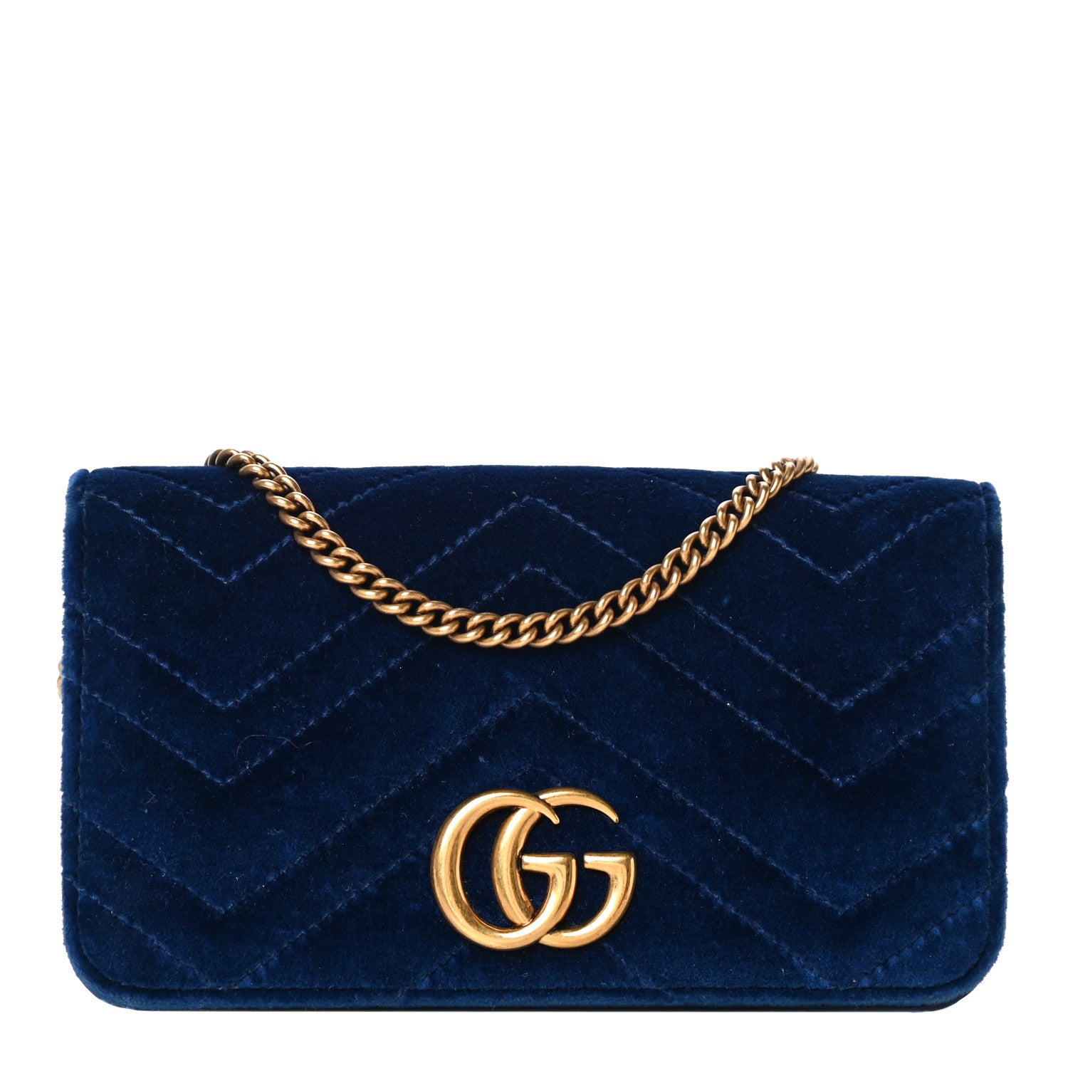 Gucci Velvet Matelasse GG Marmont Mini Bag Cobalt Blue 1 of 16