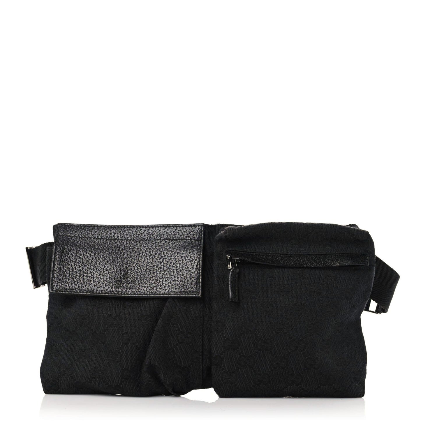 GG Monogram Double Pocket Belt Bag Black