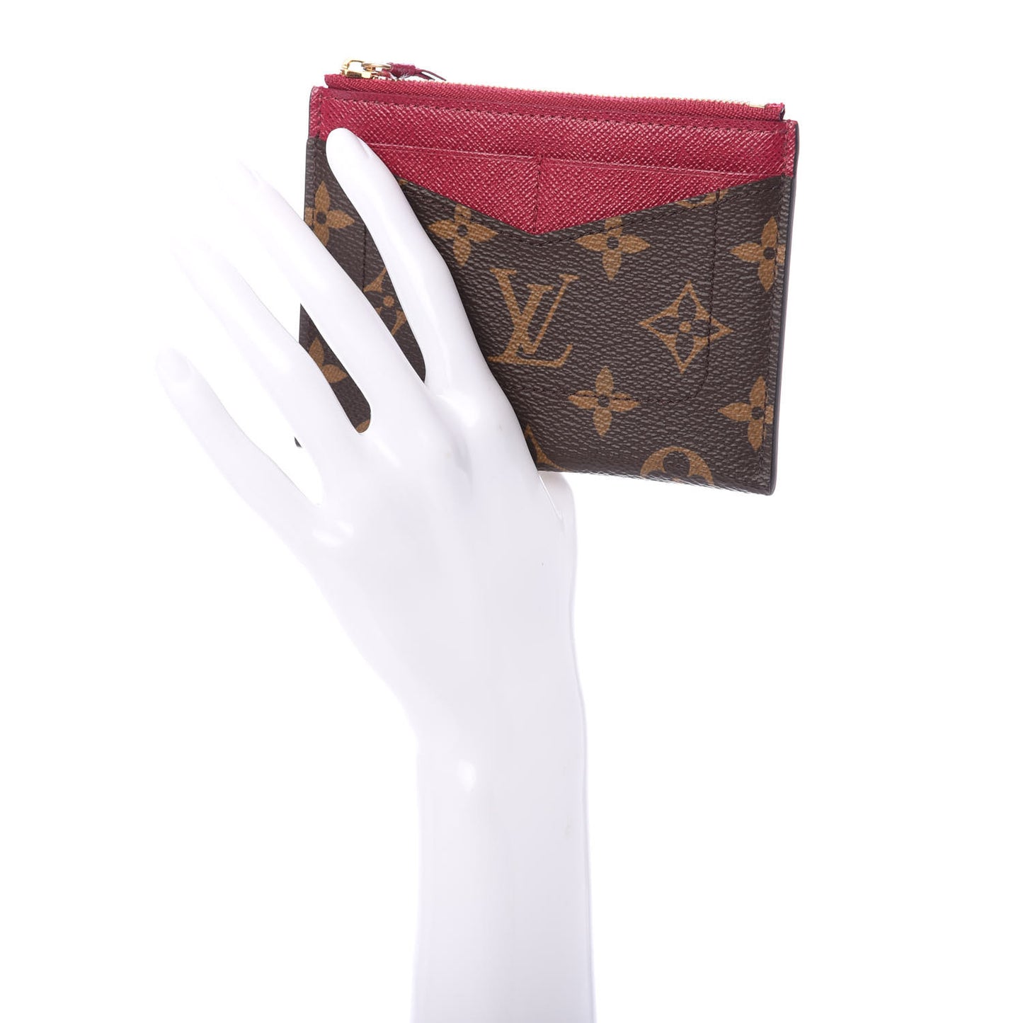Monogram Zipped Card Holder Fuchsia