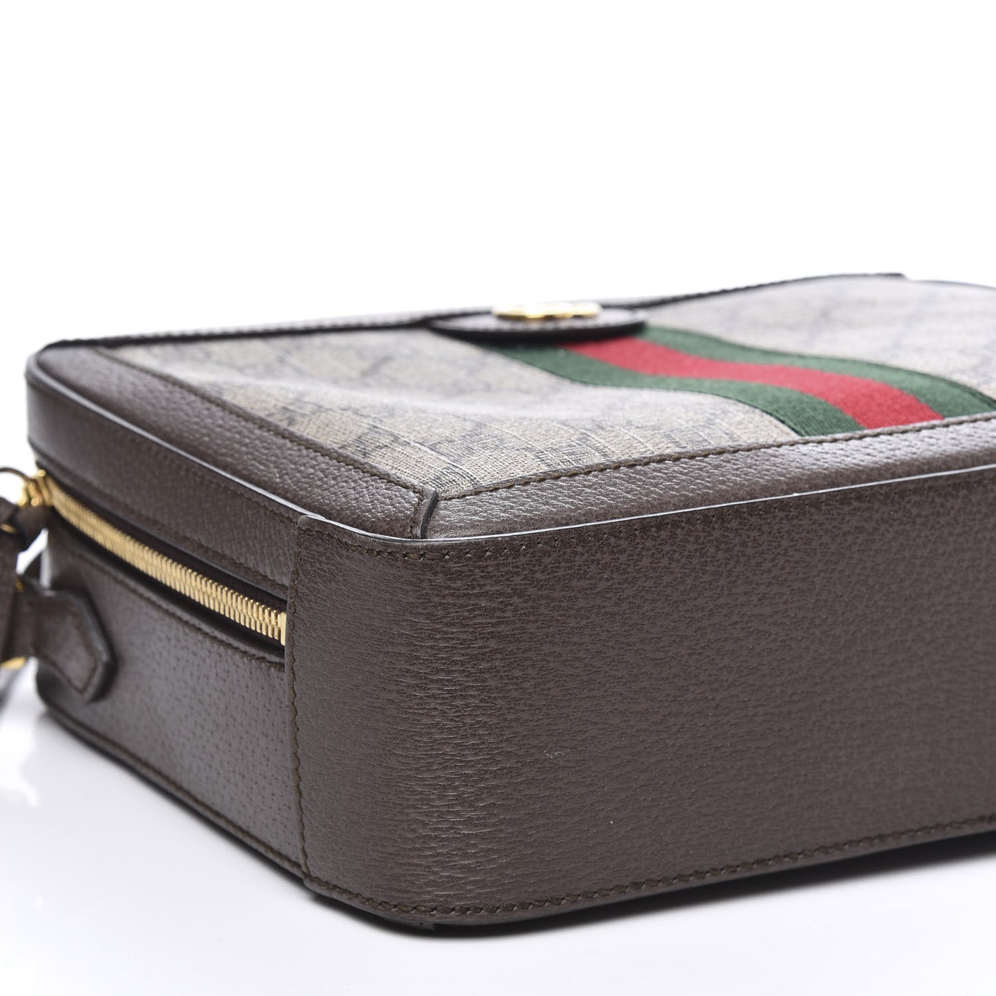 GG Supreme Monogram Web Small Ophidia Top Handle Shoulder Bag Brown