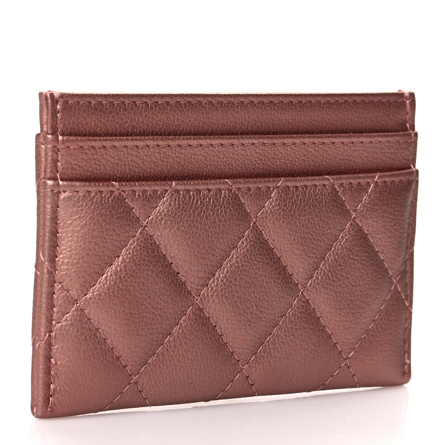 Chanel Metallic Caviar Quilted Reissue Card Holder Copper Pink 3 of 9