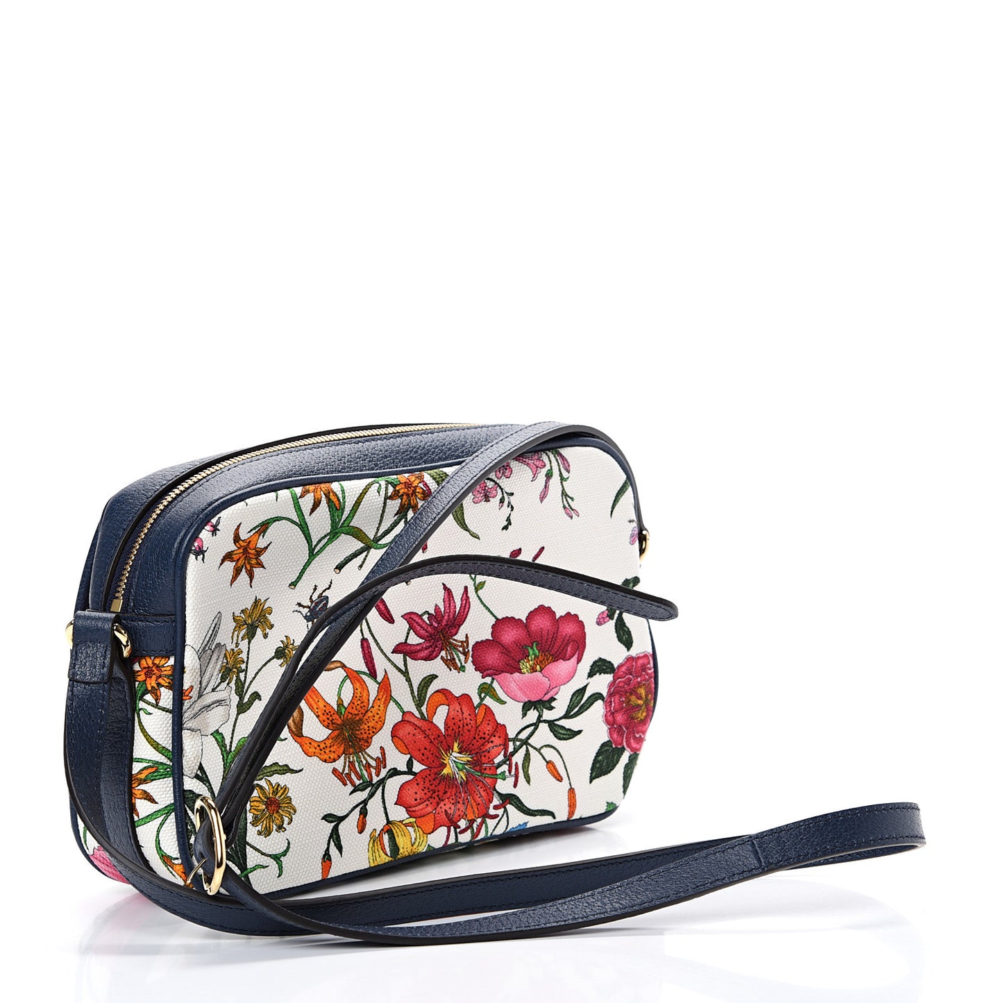 Canvas Flora Floral Shoulder Bag White Blue Agata Mulitcolor