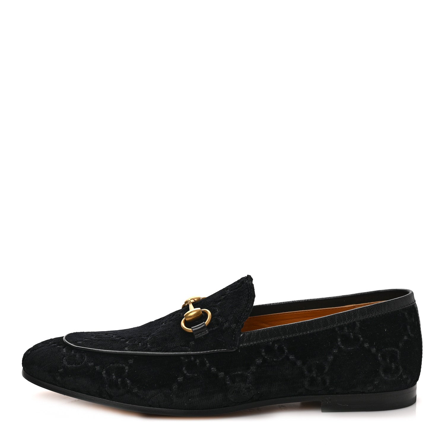 Gucci Velvet GG Monogram Horsebit Mens Jordaan Loafers 8.5 Black 1 of 9