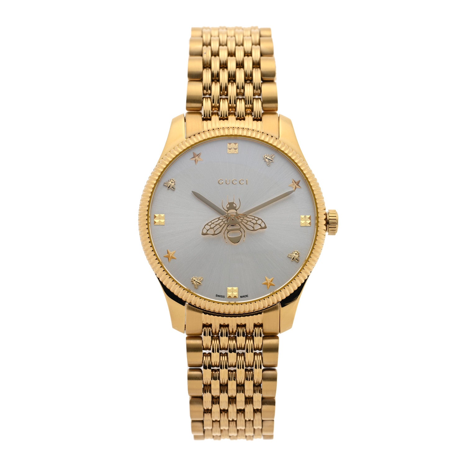 Gucci Stainless Steel 36mm G-Timeless Bee Quartz Watch Gold 1 of 5