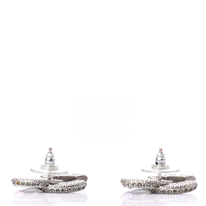 Chanel Baguette Crystal CC Earrings Silver Black 3 of 4