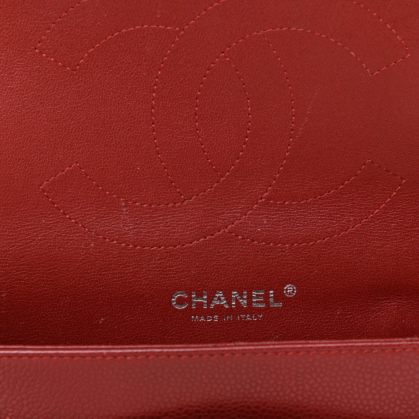 Caviar Quilted Jumbo Double Flap Dark Red