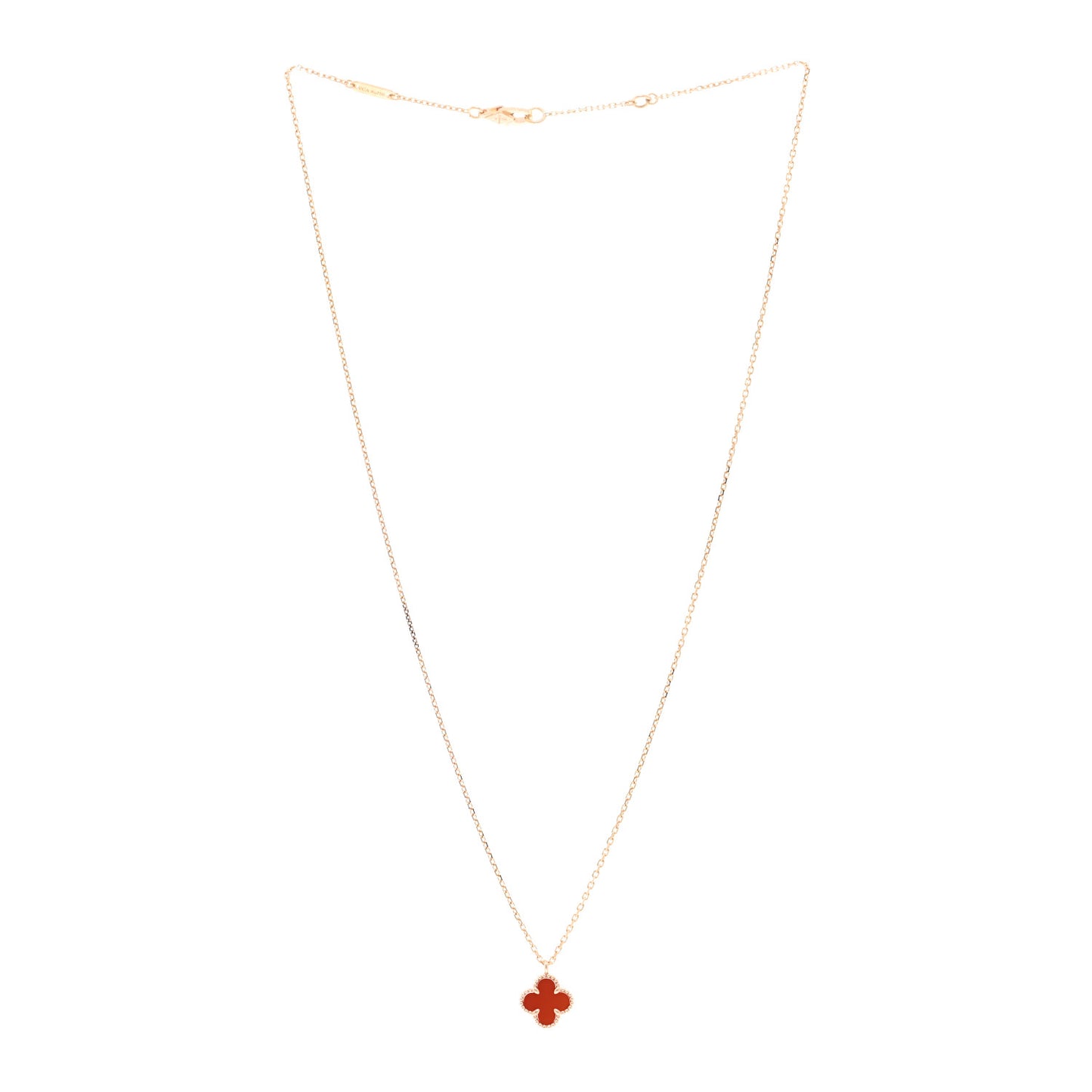 18K Rose Gold Carnelian Sweet Alhambra Pendant Necklace