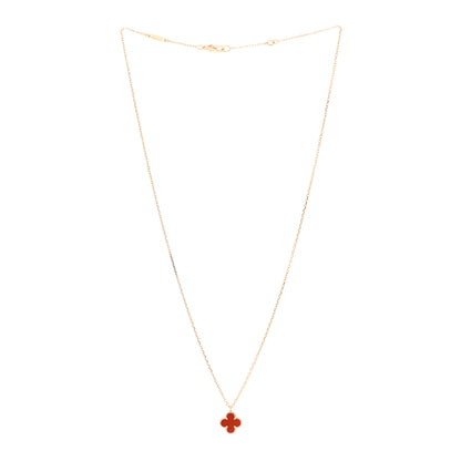 Van Cleef & Arpels 18K Rose Gold Carnelian Sweet Alhambra Pendant Necklace 3 of 5