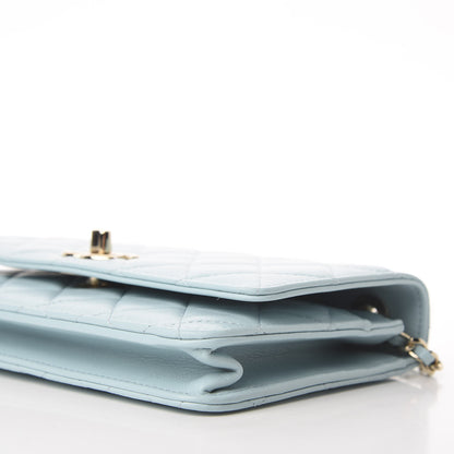 Chanel Lambskin Quilted Trendy CC Wallet On Chain WOC Light Blue 8 of 12