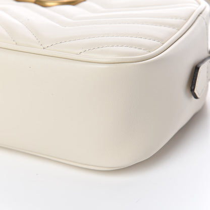 Gucci Calfskin Matelasse Small GG Marmont Chain Shoulder Bag White 6 of 10