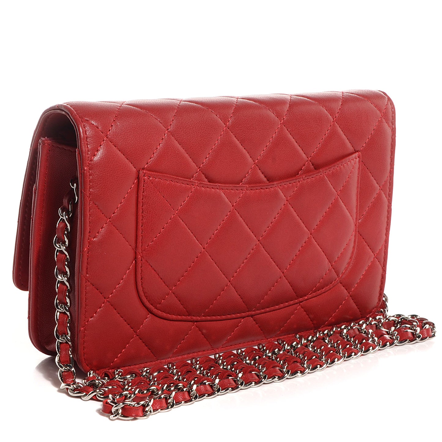 Lambskin Quilted Wallet On Chain WOC Red Pink