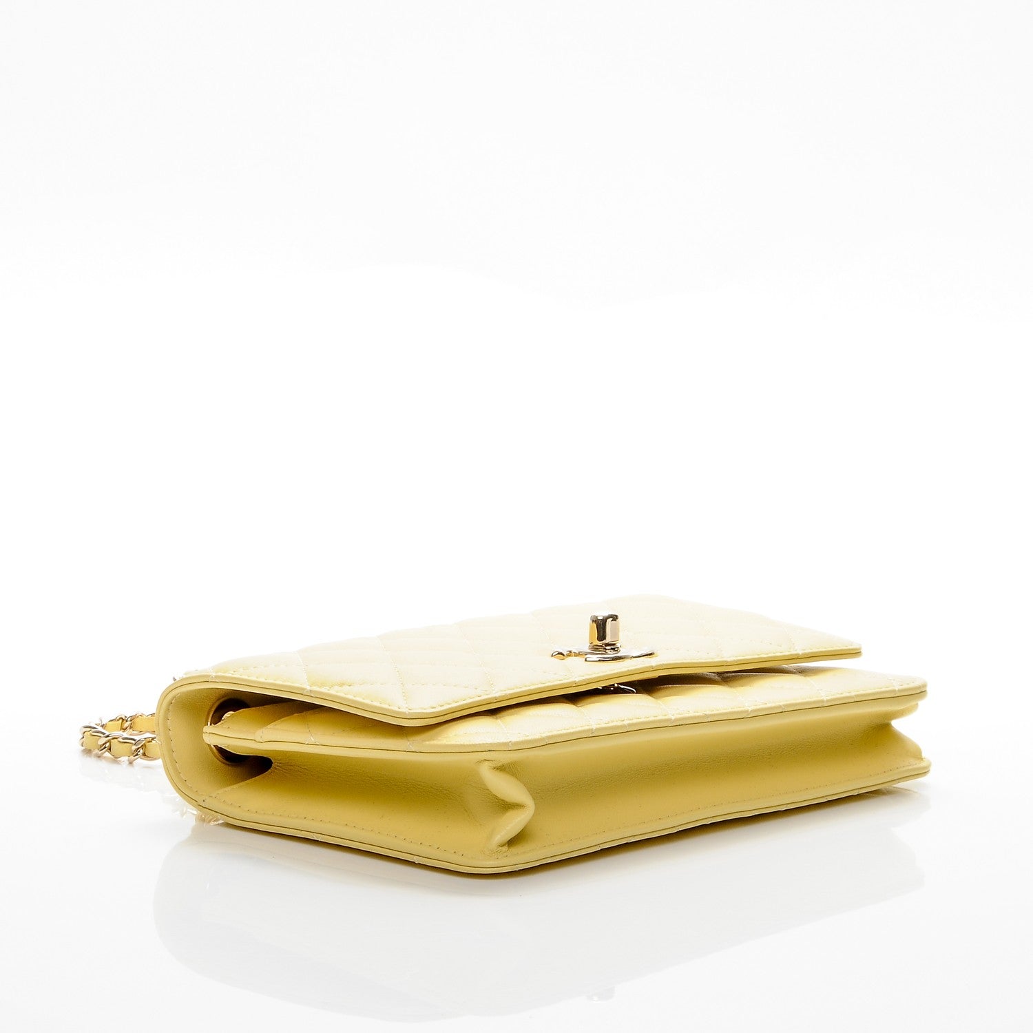 Chanel Lambskin Quilted Trendy CC Wallet On Chain WOC Yellow 4 of 9