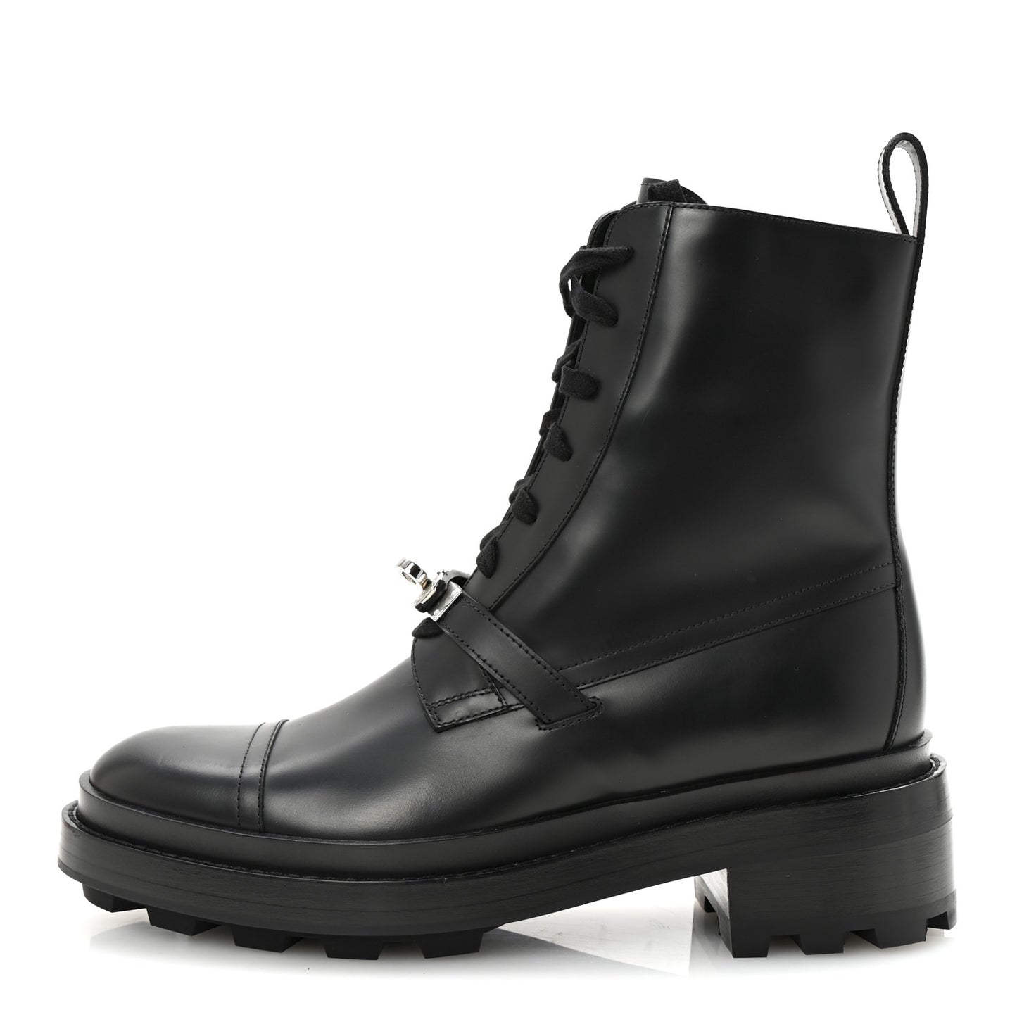 Glossed Calfskin Funk Ankle Boots 38.5 Black