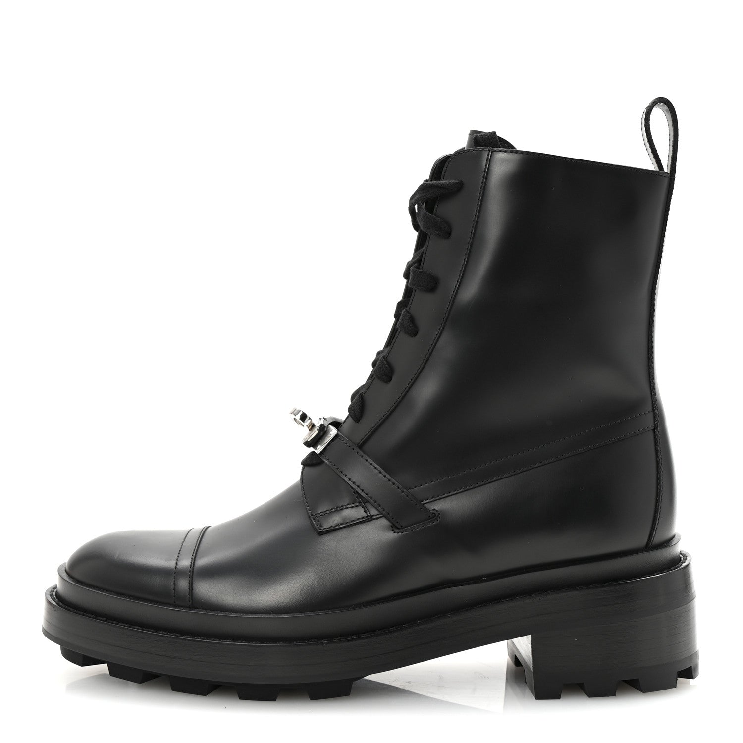 Hermes Glossed Calfskin Funk Ankle Boots 38.5 Black 1 of 9