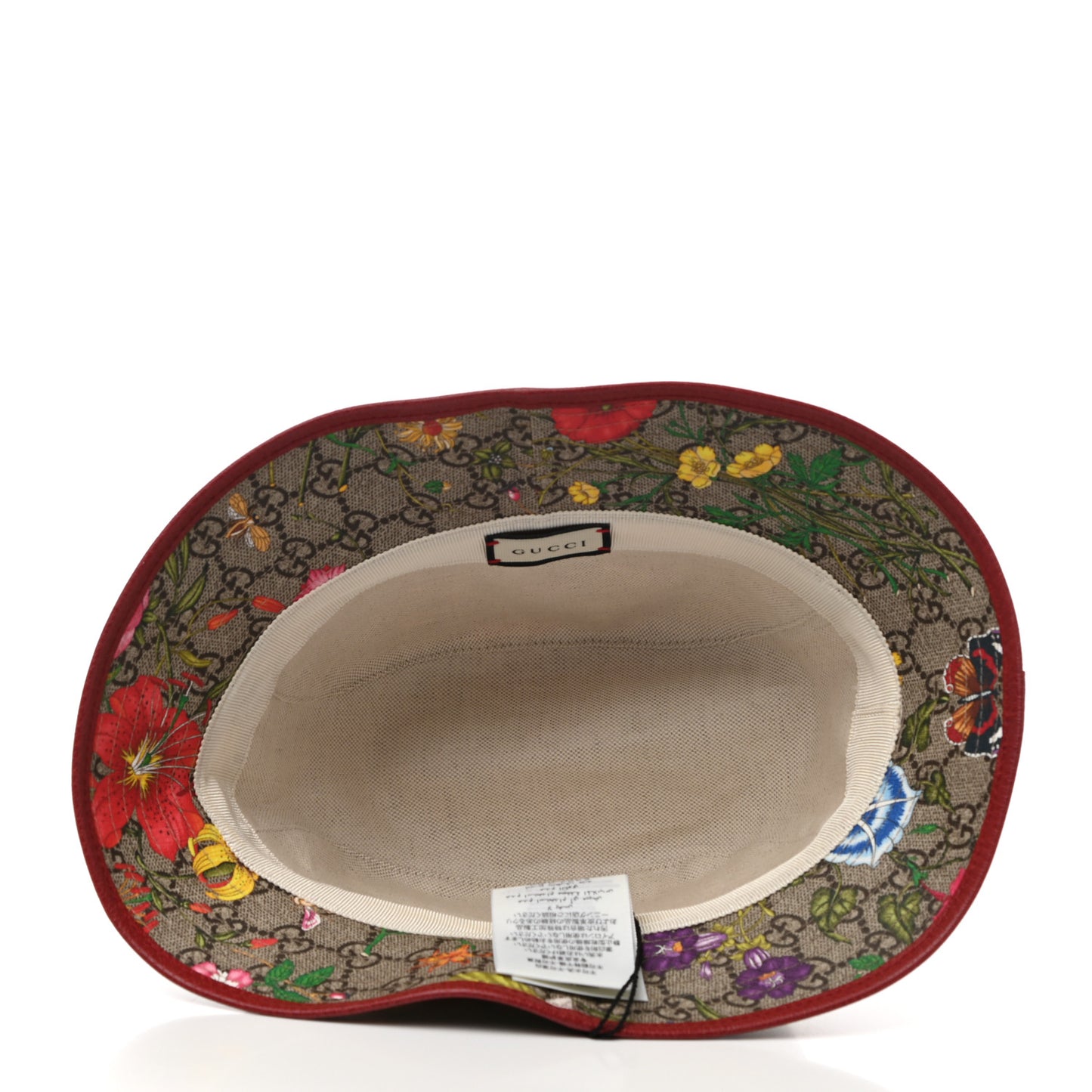 GG Supreme Monogram Flora Fedora Hat M Red