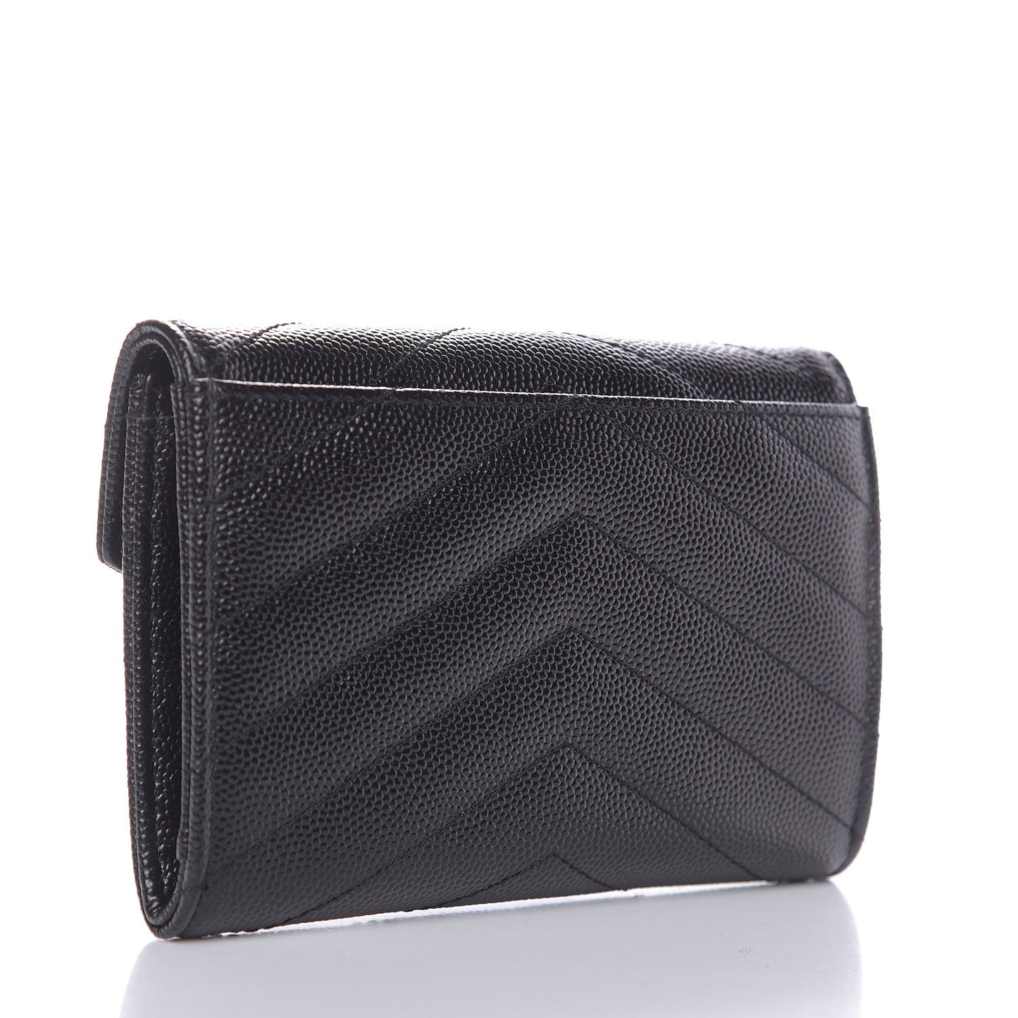 Grain De Poudre Matelasse Chevron Small Monogram Envelope Wallet Black