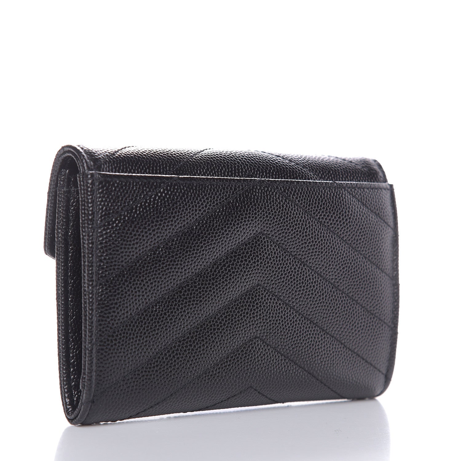 Saint Laurent Grain De Poudre Matelasse Chevron Small Monogram Envelope Wallet Black 3 of 7