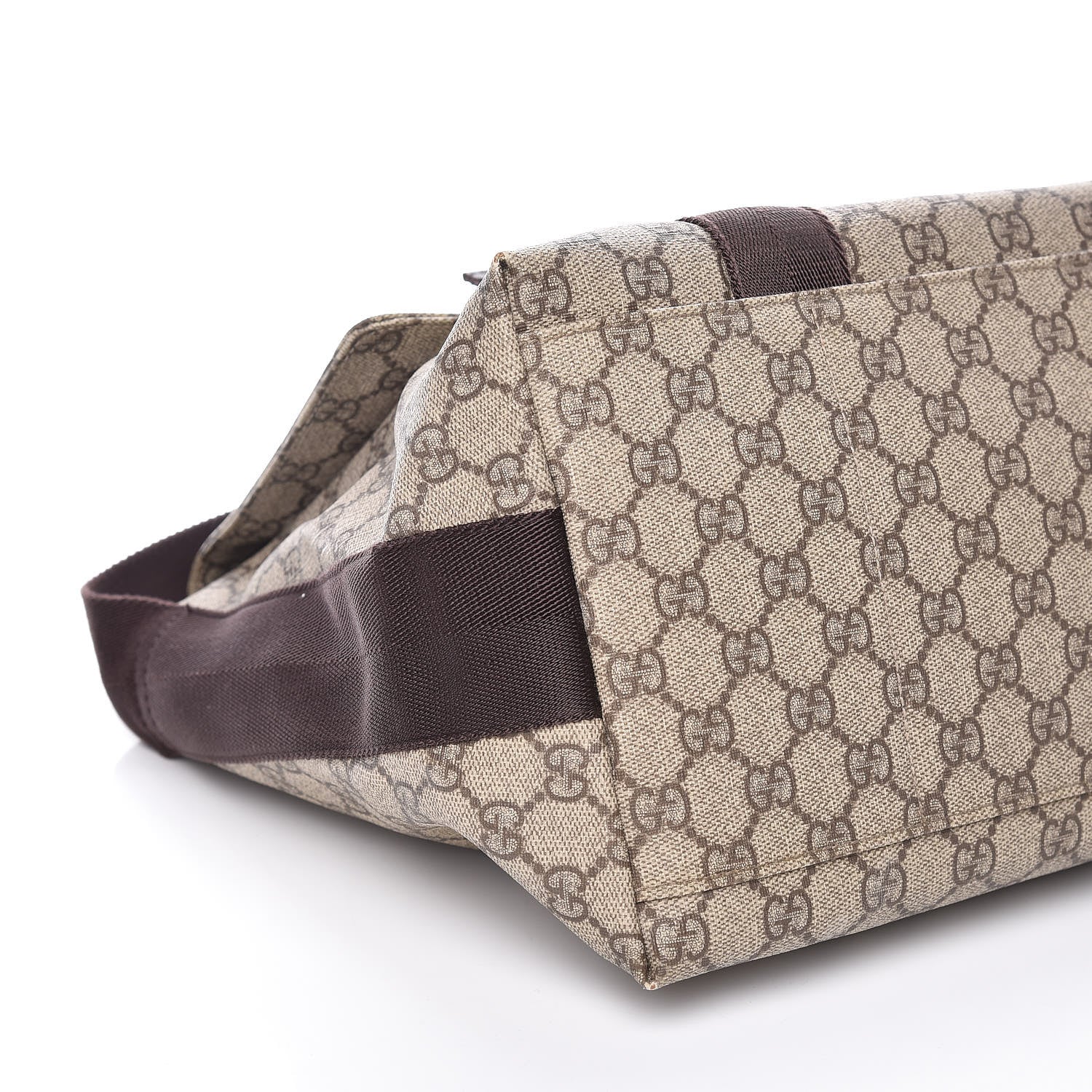 Gucci GG Plus Monogram Double Buckle Flap Messenger Bag Beige Ebony 8 of 9