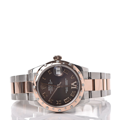 Rolex Stainless Steel 18K Everose Gold Diamond 31mm Oyster Perpetual Datejust Watch Chocolate Roman 178341 3 of 7