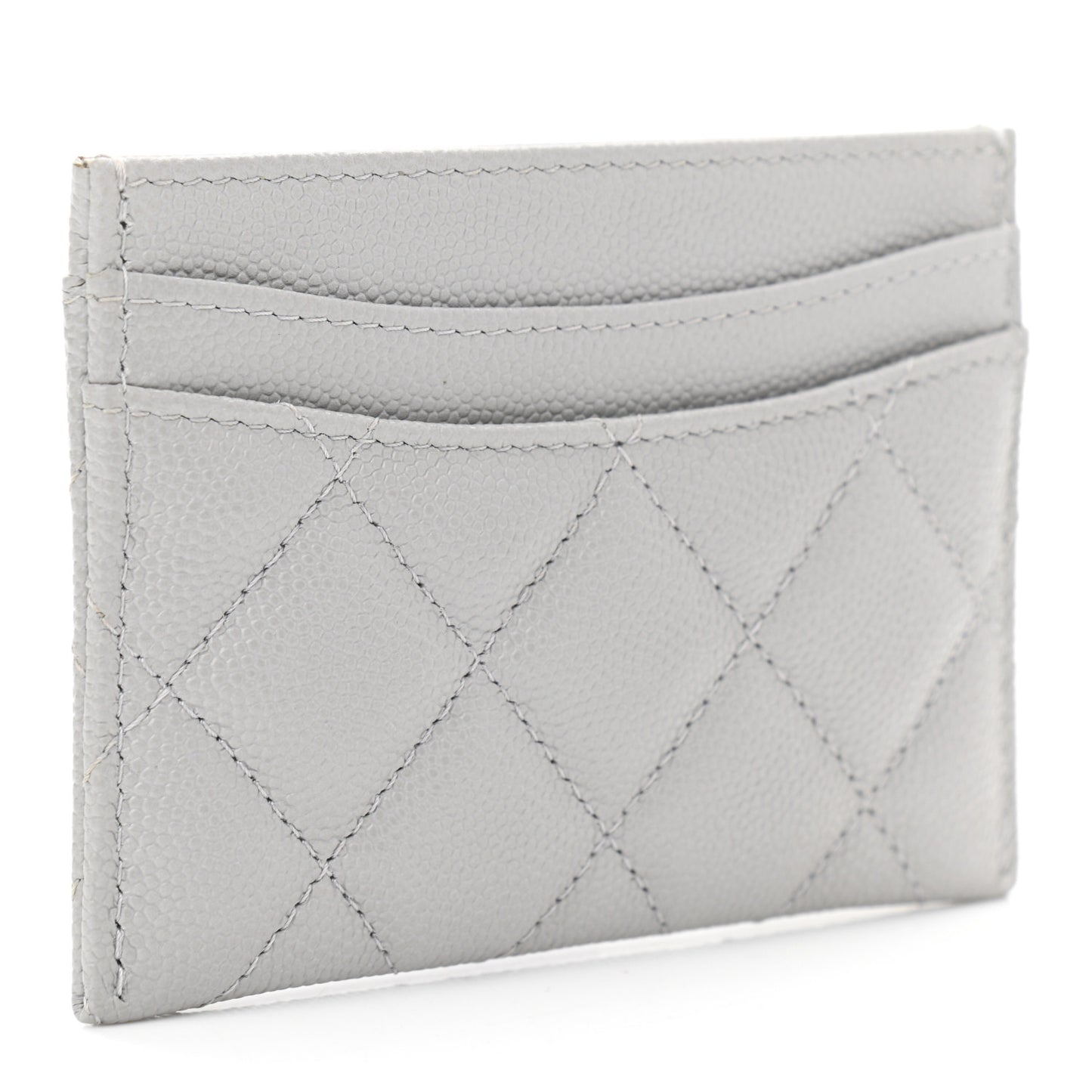 Caviar Quilted Card Holder Grey