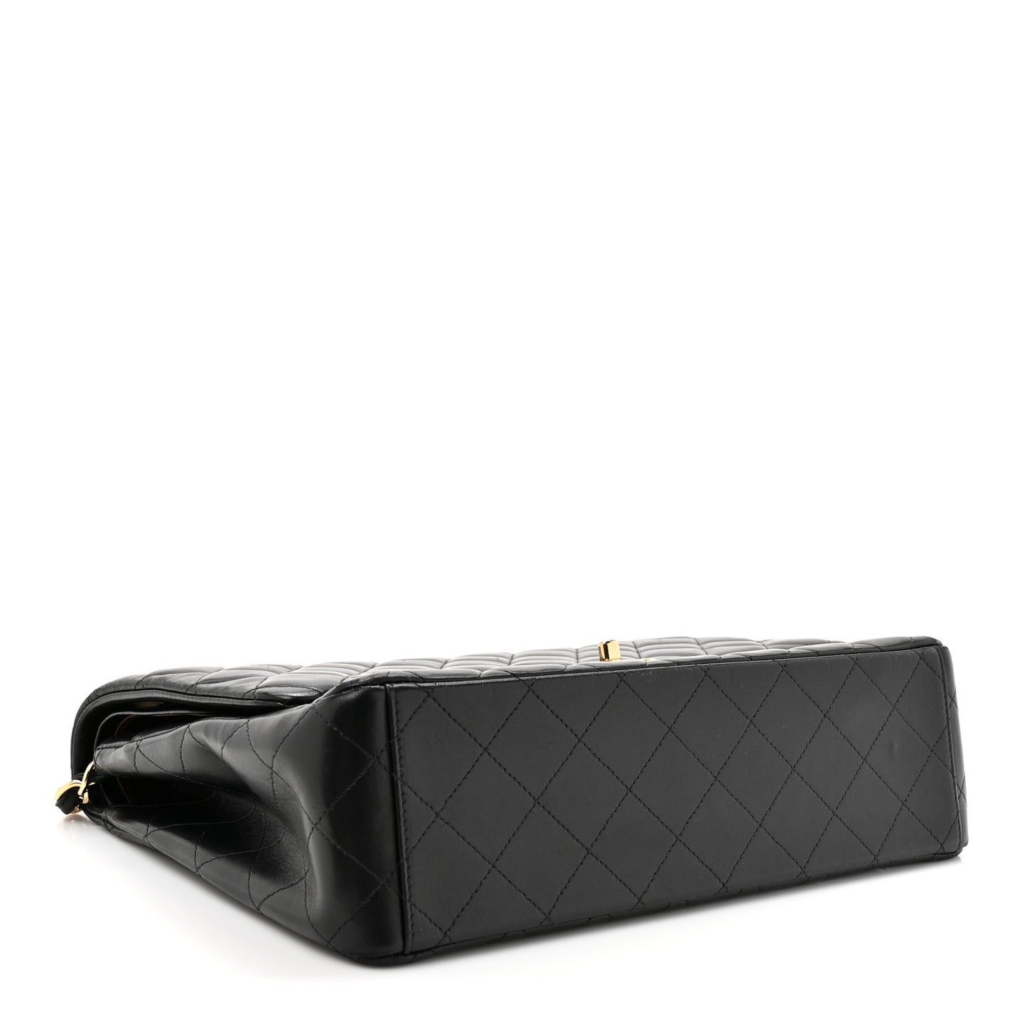 Lambskin Quilted Maxi Double Flap Black