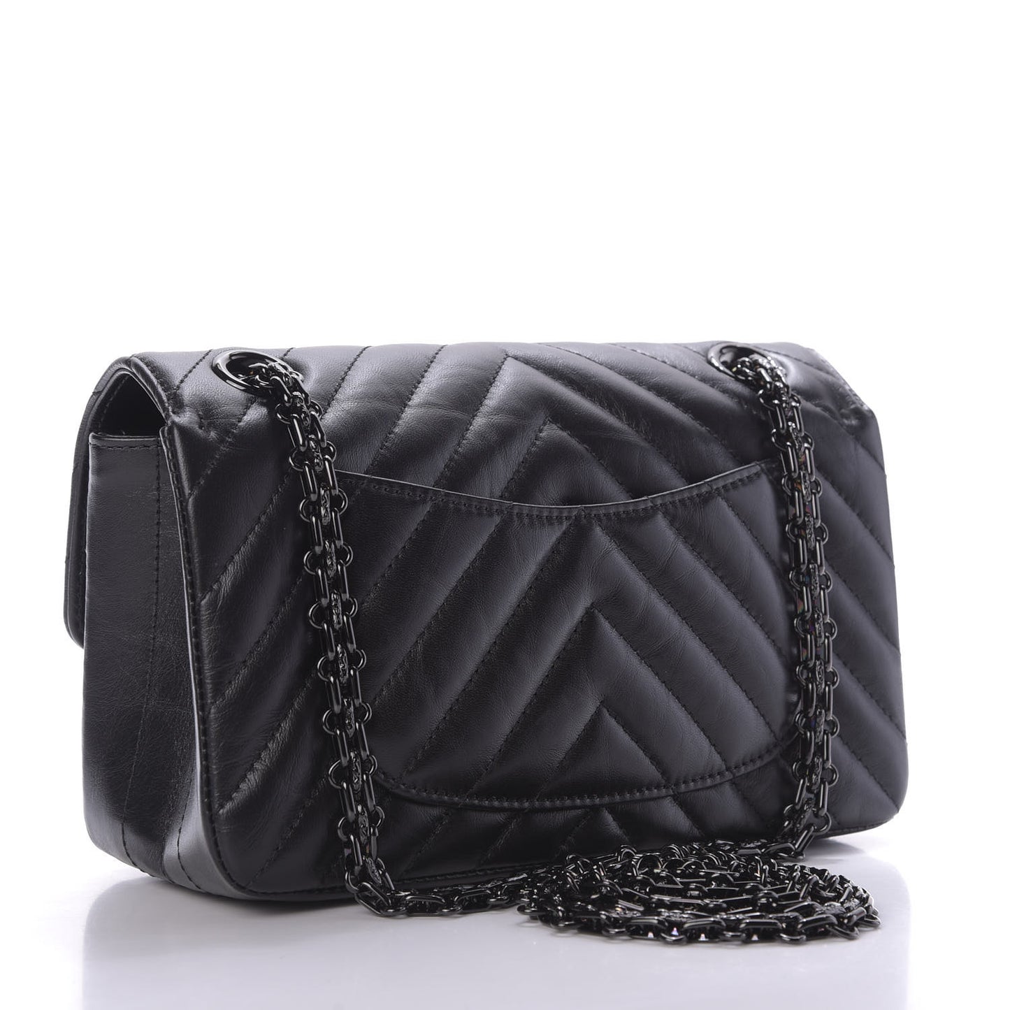 Aged Calfskin Chevron Quilted 2.55 Reissue Mini Flap So Black