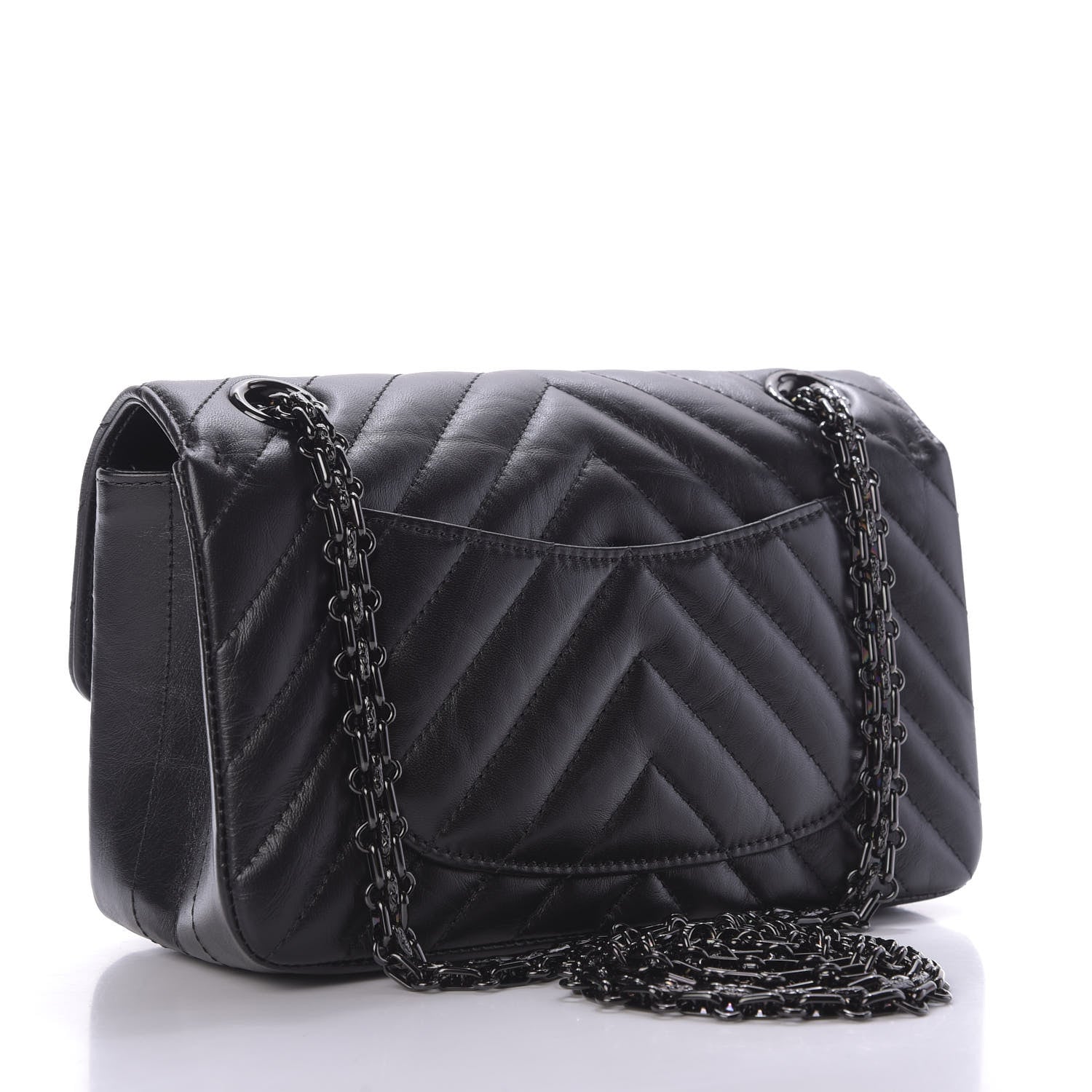 Chanel Aged Calfskin Chevron Quilted 2.55 Reissue Mini Flap So Black 3 of 9