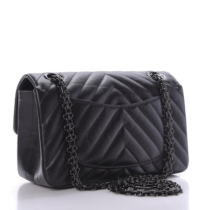 Chanel Aged Calfskin Chevron Quilted 2.55 Reissue Mini Flap So Black 3 of 9