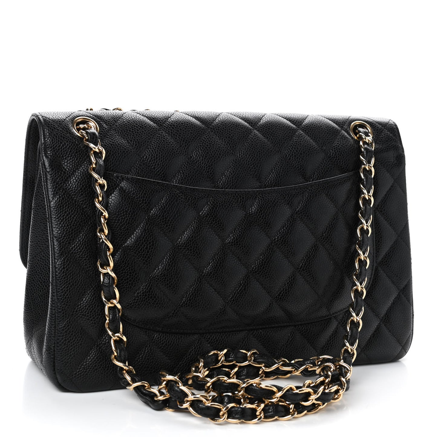 Caviar Quilted Jumbo Double Flap Black