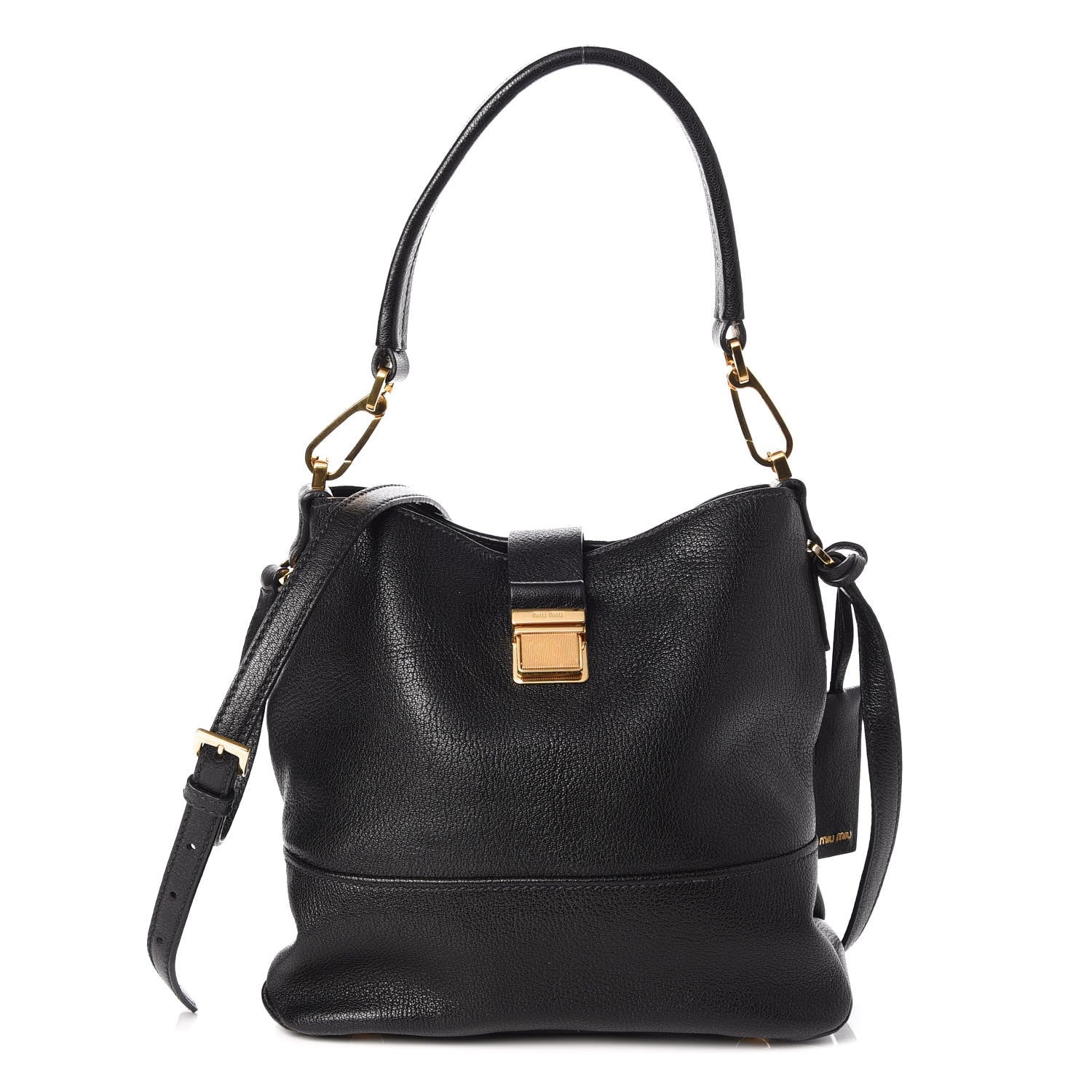 Miu Miu Goatskin Madras Secchiello Bucket Nero Black 1 of 9
