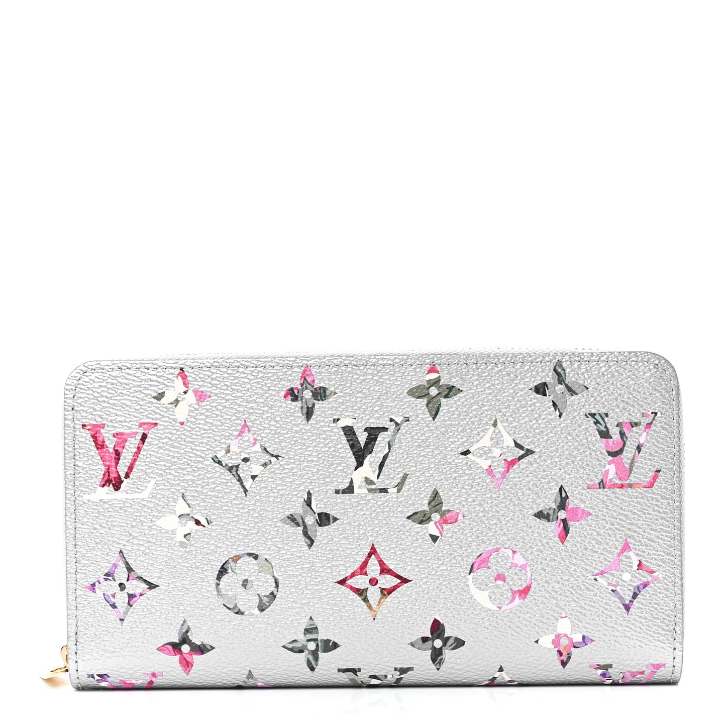 Metallic Monogram LV Garden Zippy Wallet Silver
