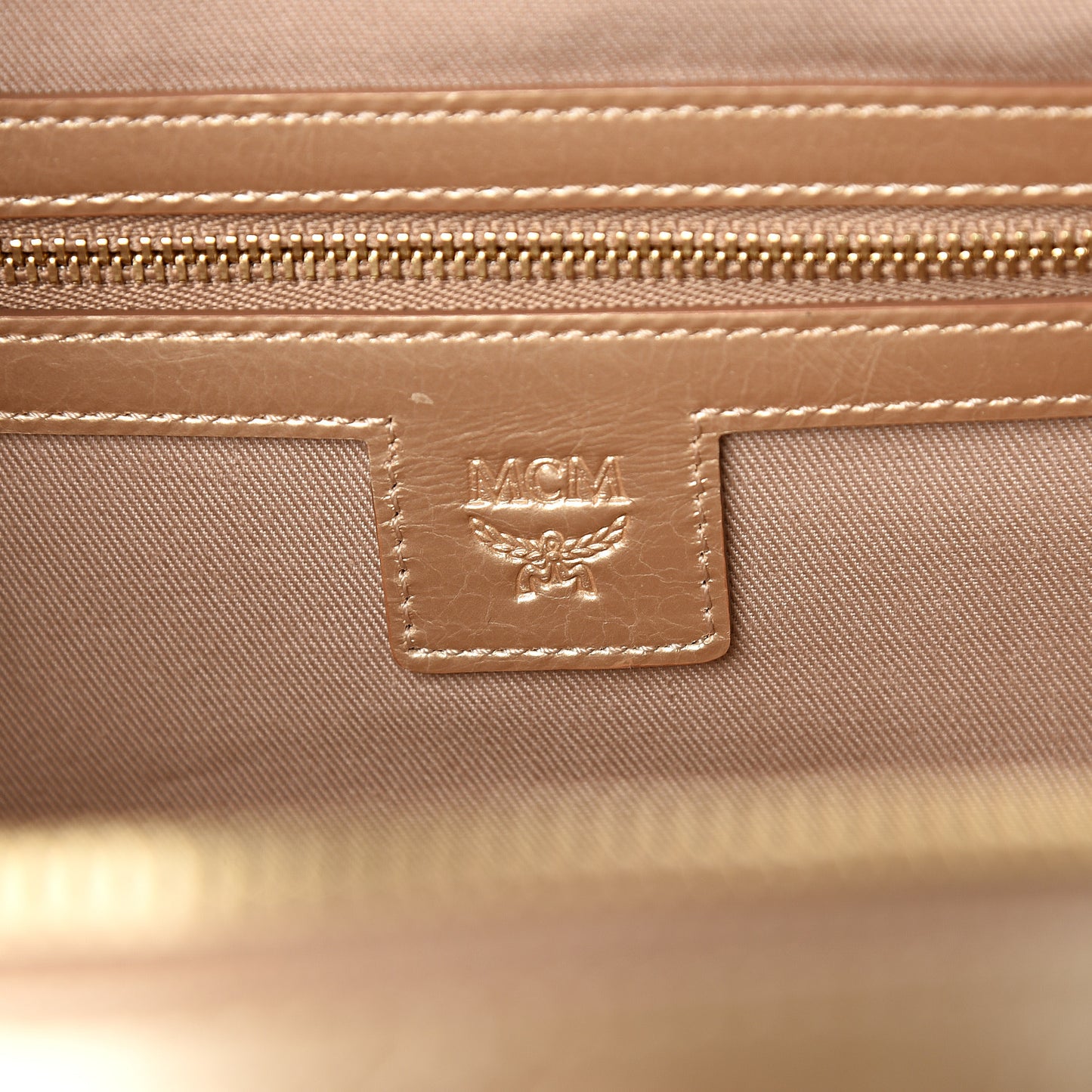 Metallic Calfskin Ottomar Monogram Medium Half Moon Tote Gold