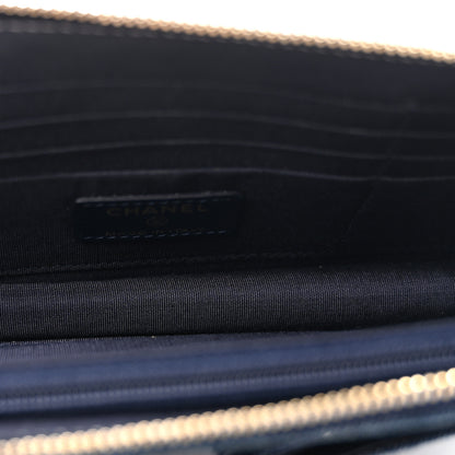 Chanel Denim Quilted Zipped Wristlet Clutch Blue 5 of 8